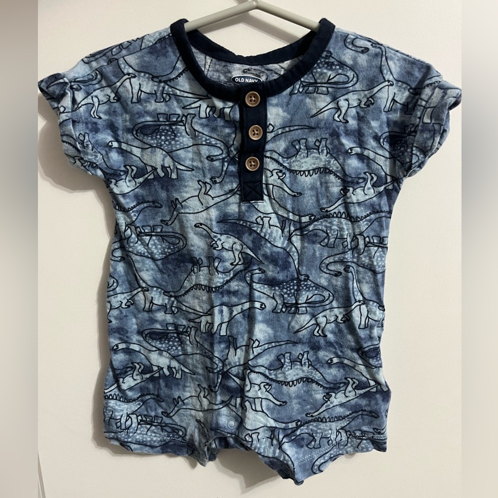 Old Navy Blue Dinosaur Print Kids Shirt Size 3-6 months